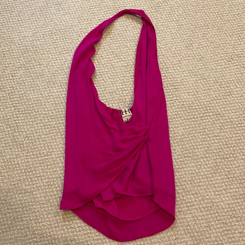 Pink cowl neck top